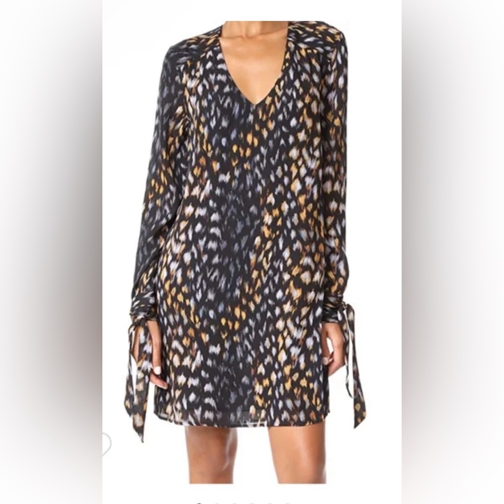 Equipment Femme Silk Dress Size Xsmall Bree Black Animal Print  Semi Sheer